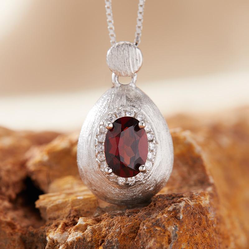 

Natural Amethyst Pendant Necklace Women S S925 Sterling Silver Brushed With Tanzanian Diopside Topa Garnet Colored Treasure