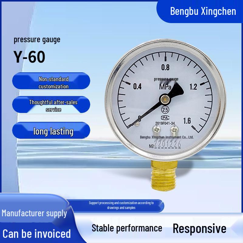 Standard M14*1.5 Y60 Multi-Pressure Gauge: Radial, Air, Oil, Hydraulic, Vacuum, and Negative Pressure Measurement