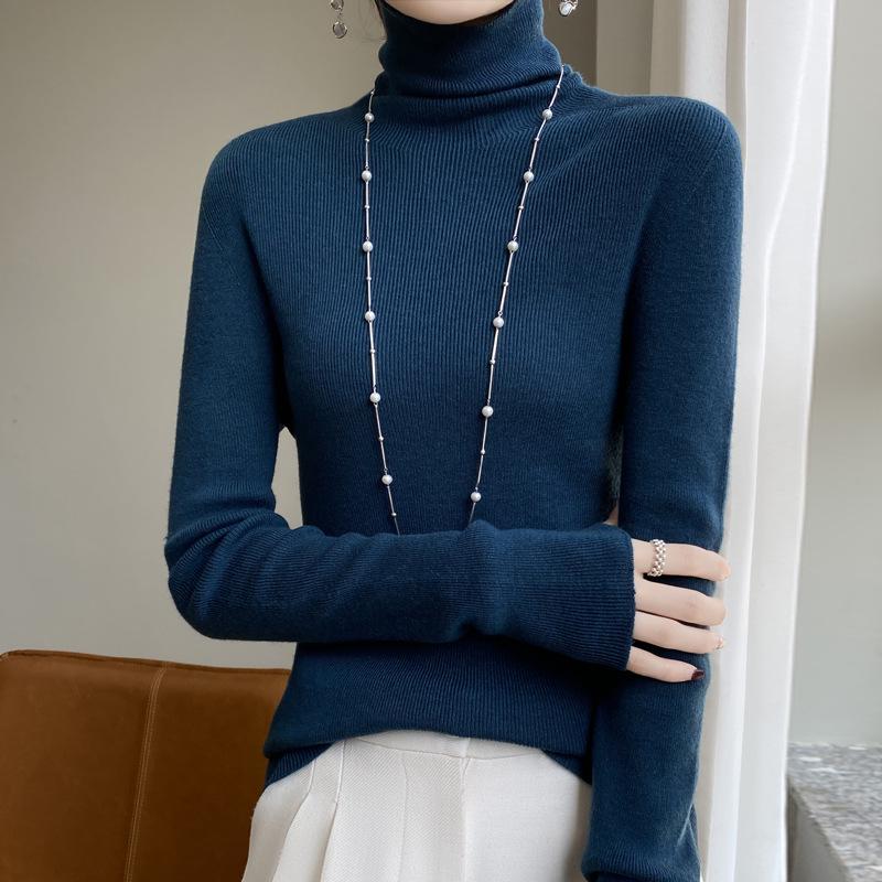 Dámský přiléhavý rolák 2025 - Pletenina z jemné vlny, Jednobarevná základní vrstva