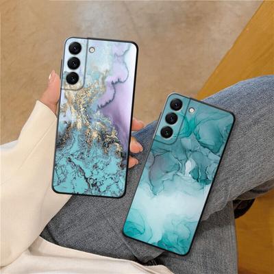 Color Marble Art Cover Phone Case For Samsung Galaxy S22 Ultra 5g S21 Plus S20 Fe S7 S21 S8 S10e S10 S9 Black Soft Funda Coque