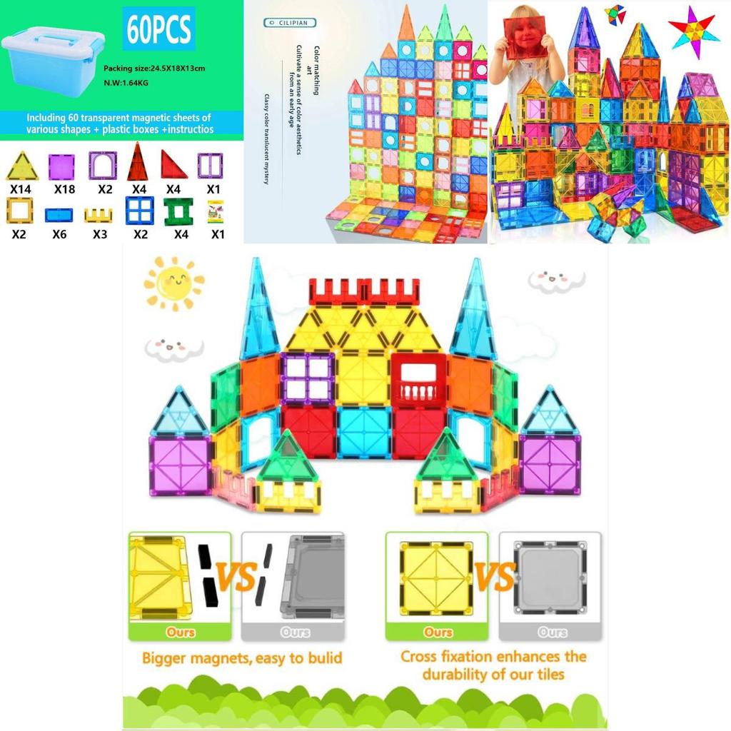 Magnetic Building Blocks Set For Kids With Large Particles Educational Construction Toy For Boys And Girls