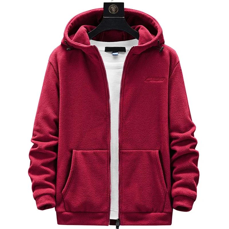 

Мужская куртка из полар-флиса большого размера, ветровка, куртка для хайкинга, толстовки, зимние пальто, мужская одежда M красный