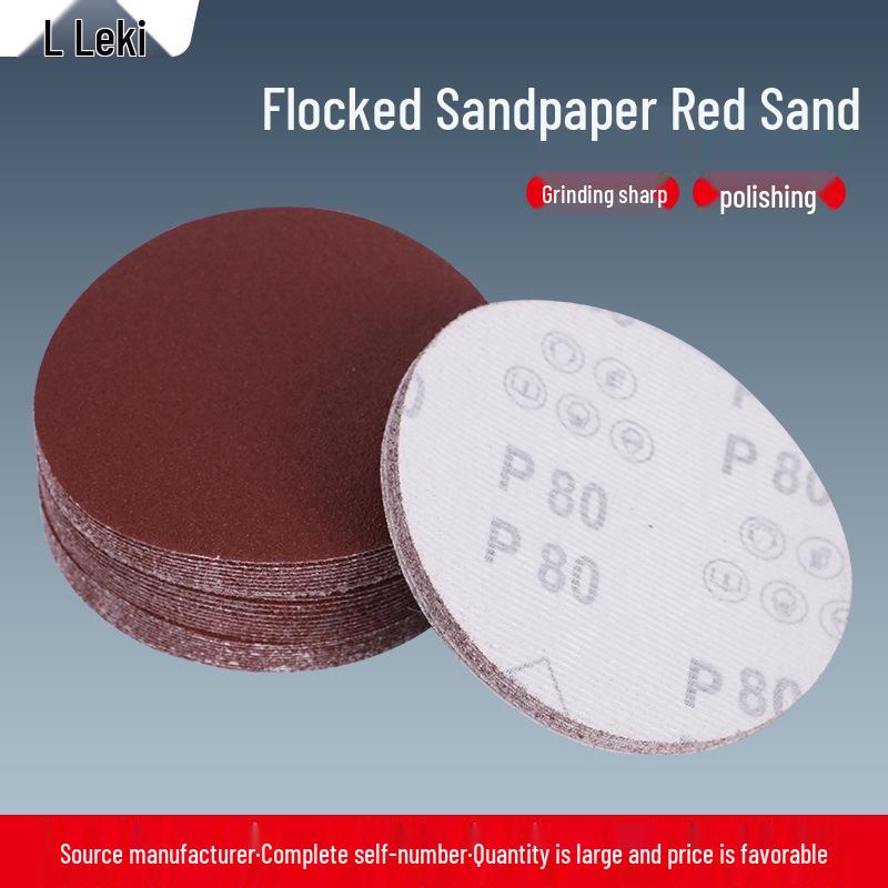 Red Flocked Sandpaper Discs for Metal and Wood Polishing