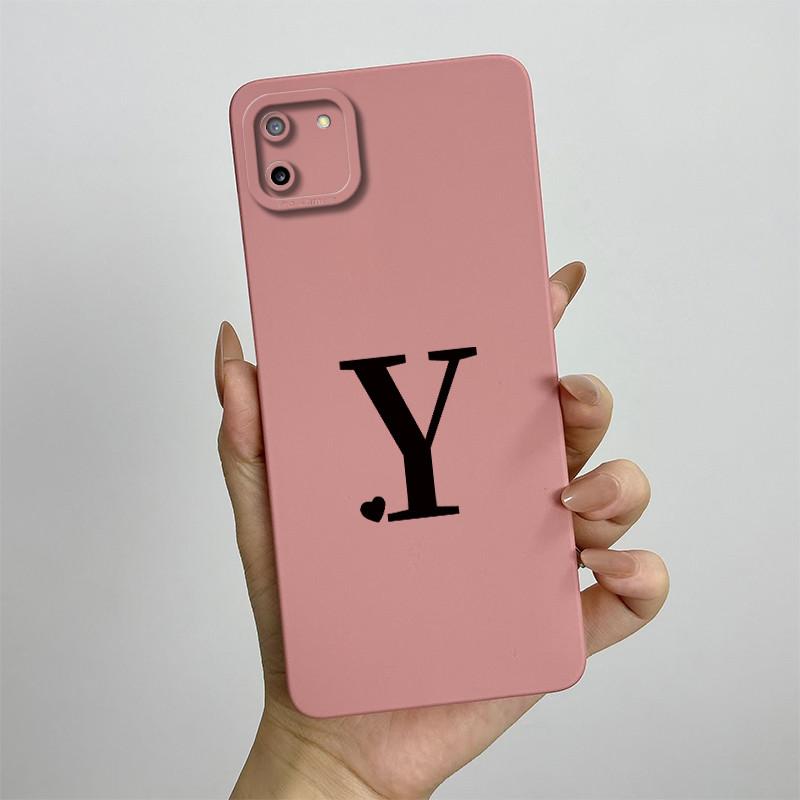 

For Realme C11 Case Realme C11 2020 Cover Cute Initial Letters Square Silicone Phone Case For Realme C11 C 11 2020 Coque Fundas Realme C11(C11 2020)
