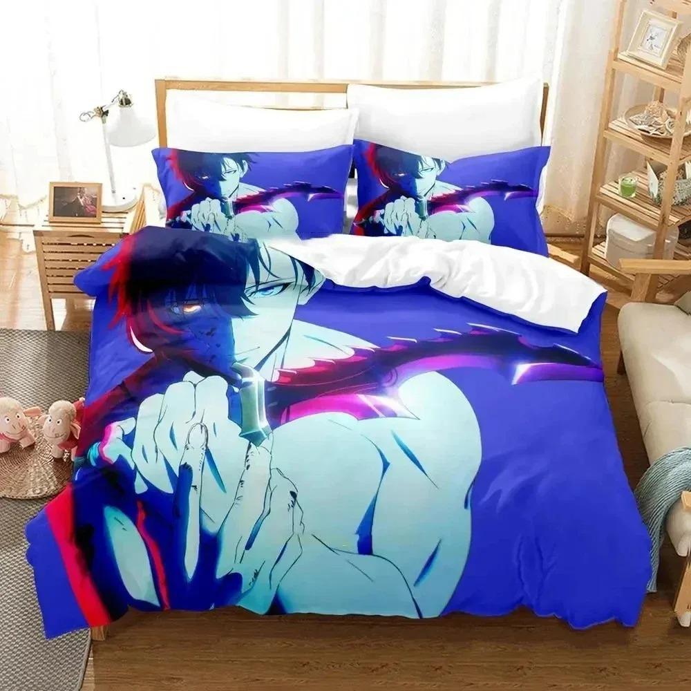 Comforter 3D Print Fashion Anime Ssolo Leveling Bedding Set Bedroom Soft Modern S Comefortable