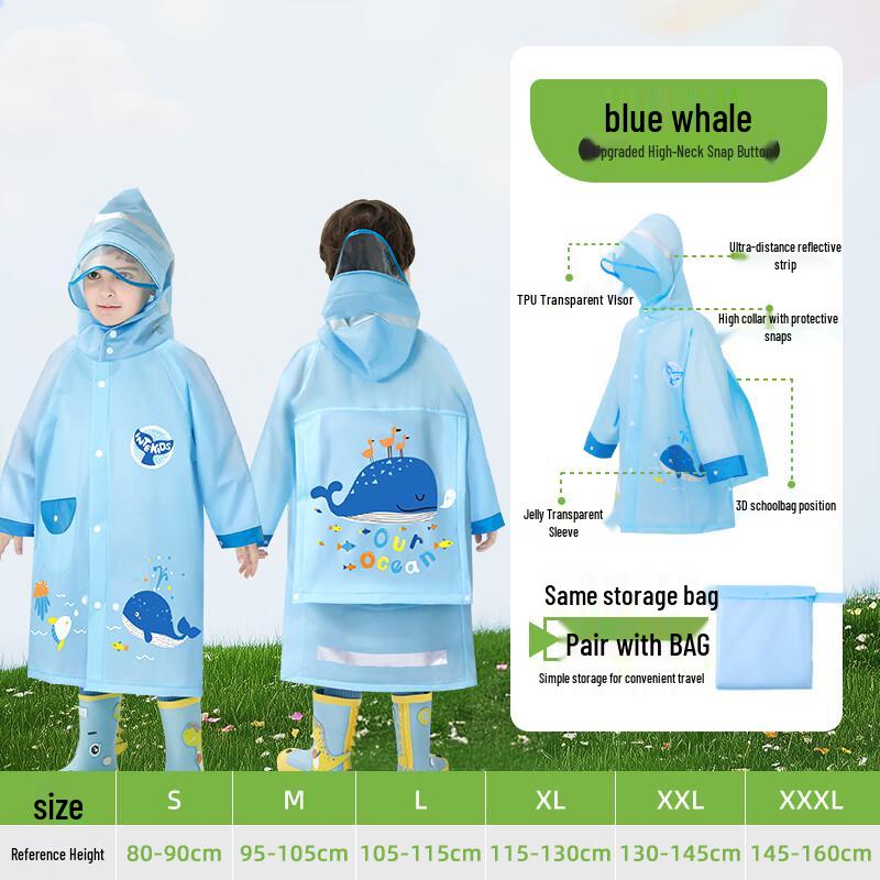 

Kids Cartoon Raincoat with Backpack Slot 2XL