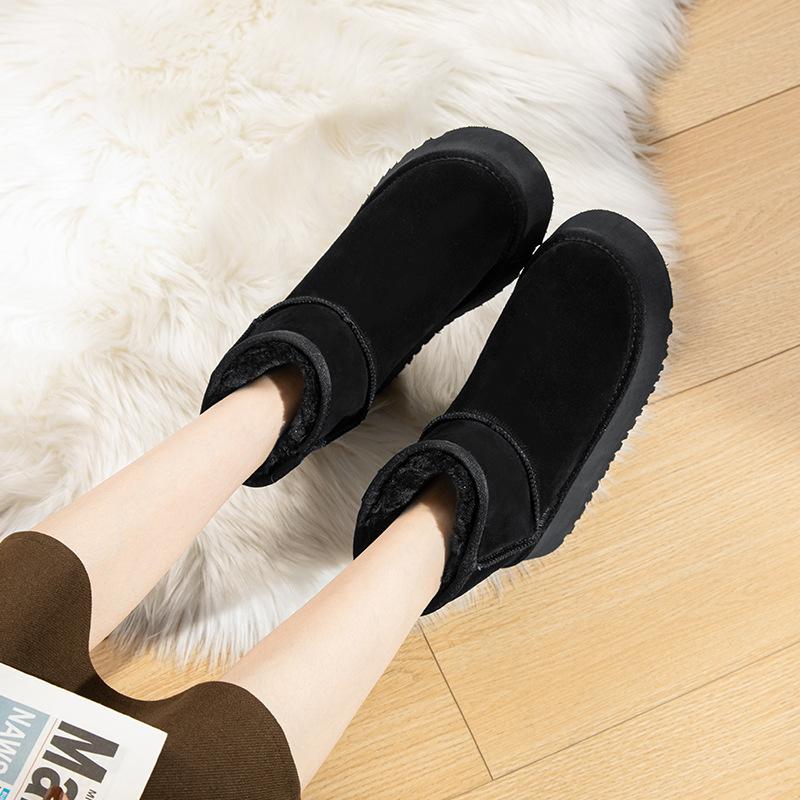 Augustus Schneestiefel Damen neue 2025 neue Baumwollschuhe Französischer ausländischer Stil kleine kurze Stiefel Herbst und Winter dicksohlige kurze Stiefel