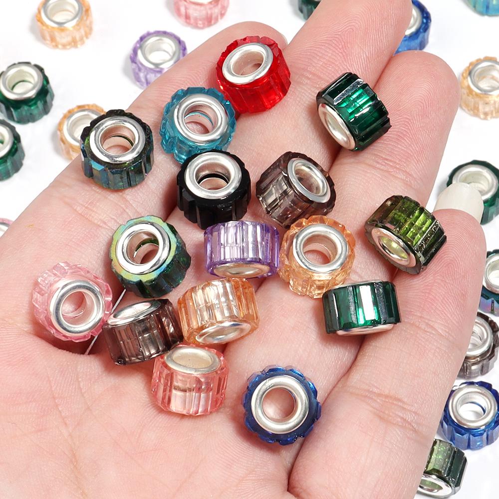 20pcs 11x8mm Resin Beads Candy Color Cylindrical Big Hole Loose Spacer Bead for Jewelry Making DIY Bracelet Necklace Accessories