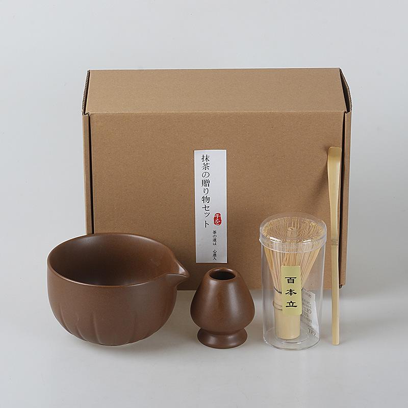 1/4 szt. Japońska Filiżanka do Herbaty Zestaw Akcesoriów do Ubijania Matchy oraz Matcha do Miseczki na Matchę Taca Bambusowa Miotełka Akcesoria do Ceremonii Herbacianej