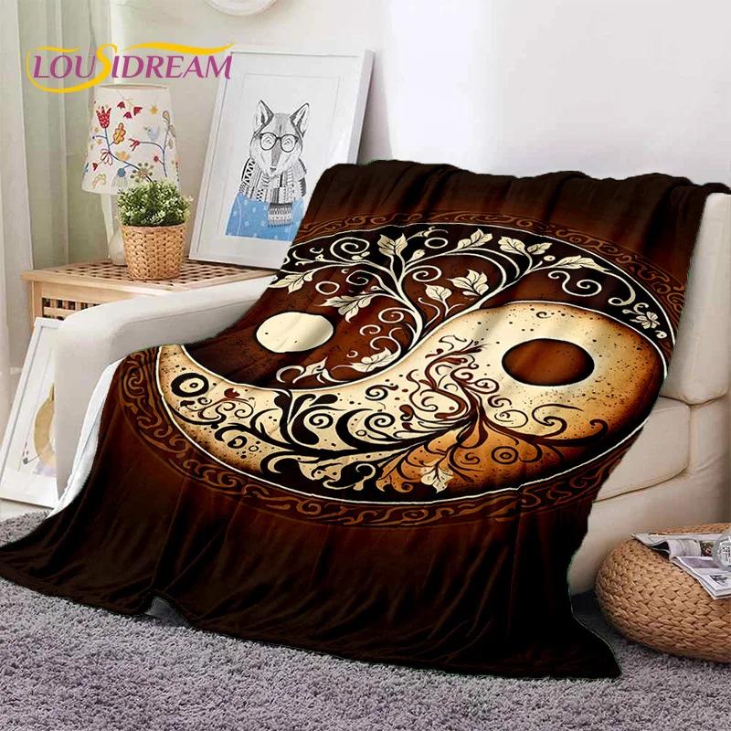 Nature Yin Yang Chinese Tai Chi Bagua Soft Flannel Blankets,Throw Blanket Comfortable Blanket for Picnic Beds Home Bedroom Gift