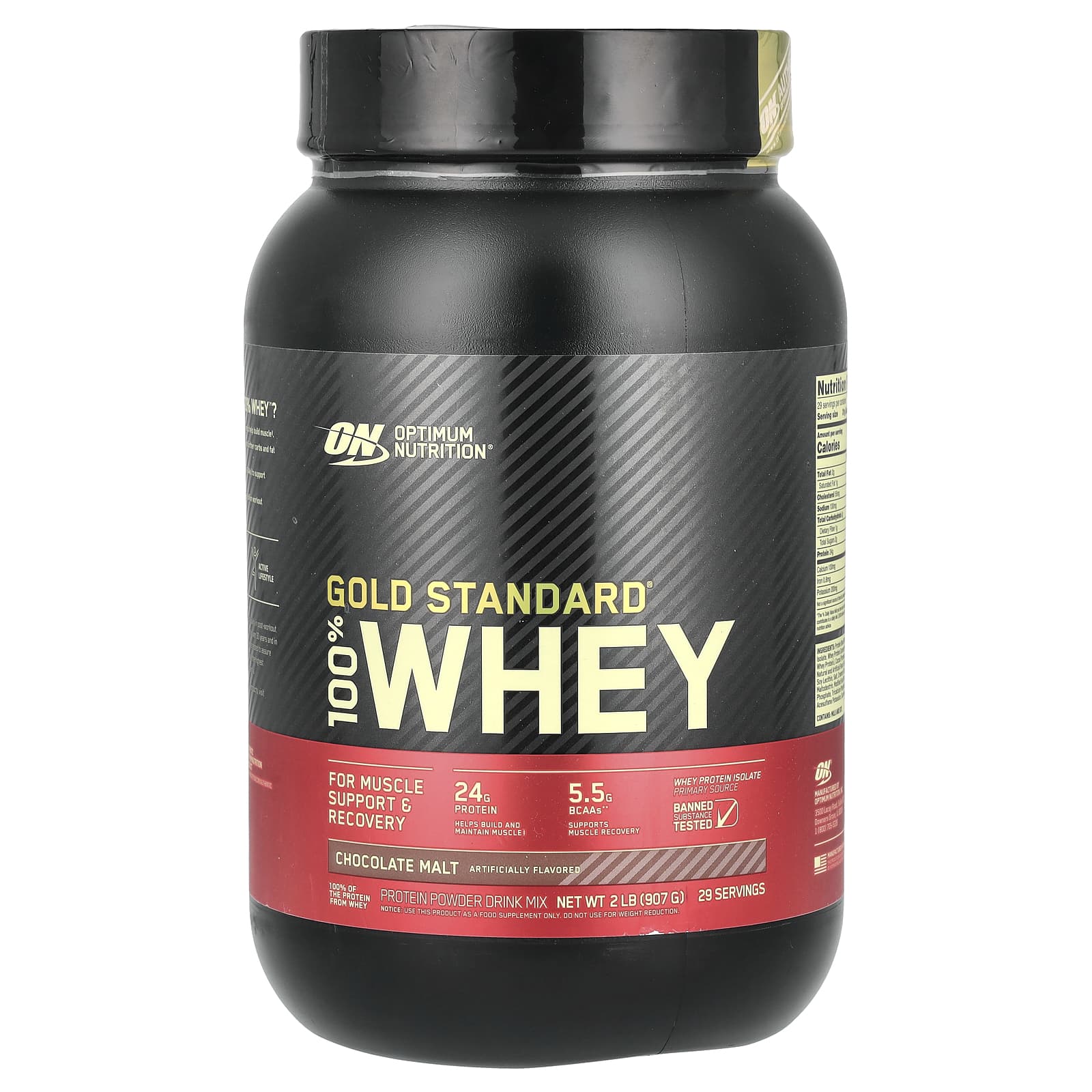 

Optimum Nutrition, Gold Standard 100% Whey, Chocolate Malt, 2 lbs (907 g)