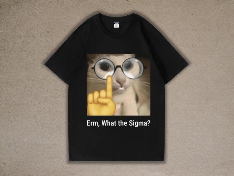 Erm What The Sigma Funny Cat Emojis Cotton Printed Unisexs and Unisexs Tshirts New Strange Emojis Cat Loose Casual Tshirt