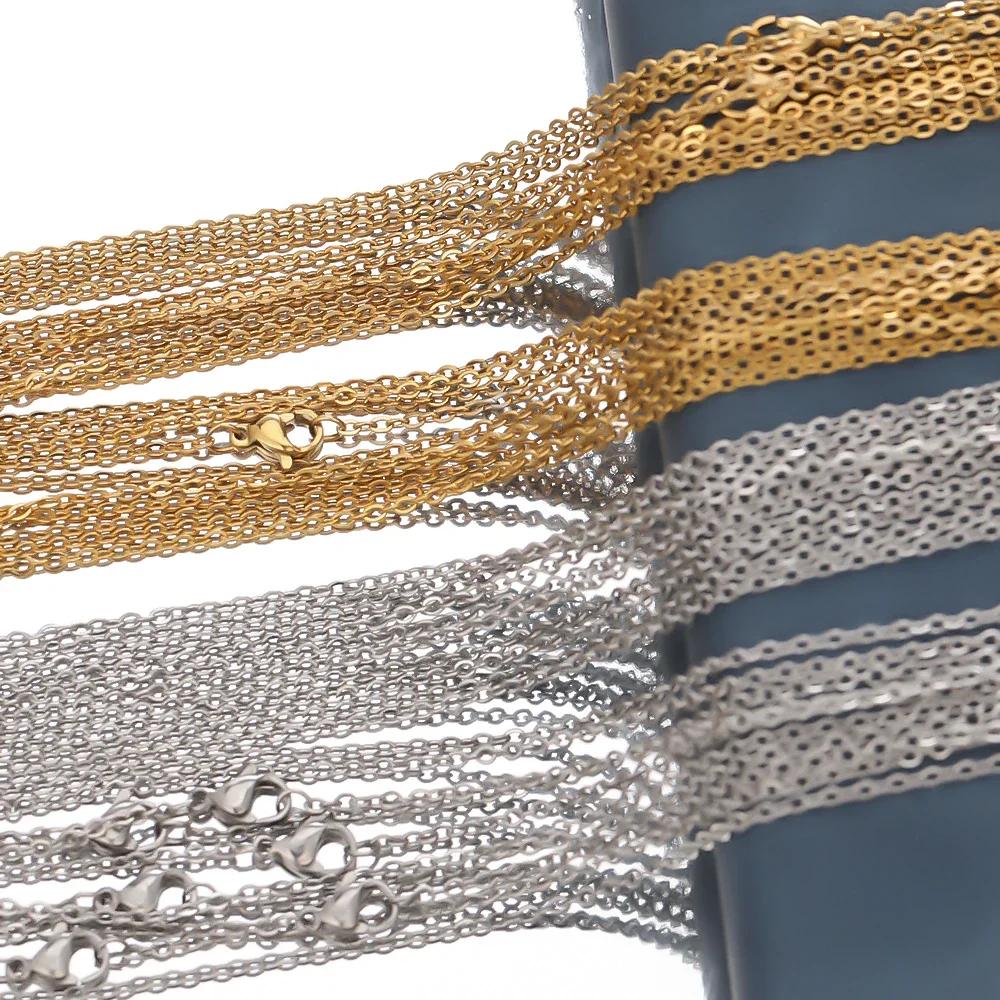 LUXUKISSKIDS Stainless Steel Chains Necklace Woman 10pcs/lot Bulk DIY Rolo 2mm Chain No Fade Choker For Jewelry Making