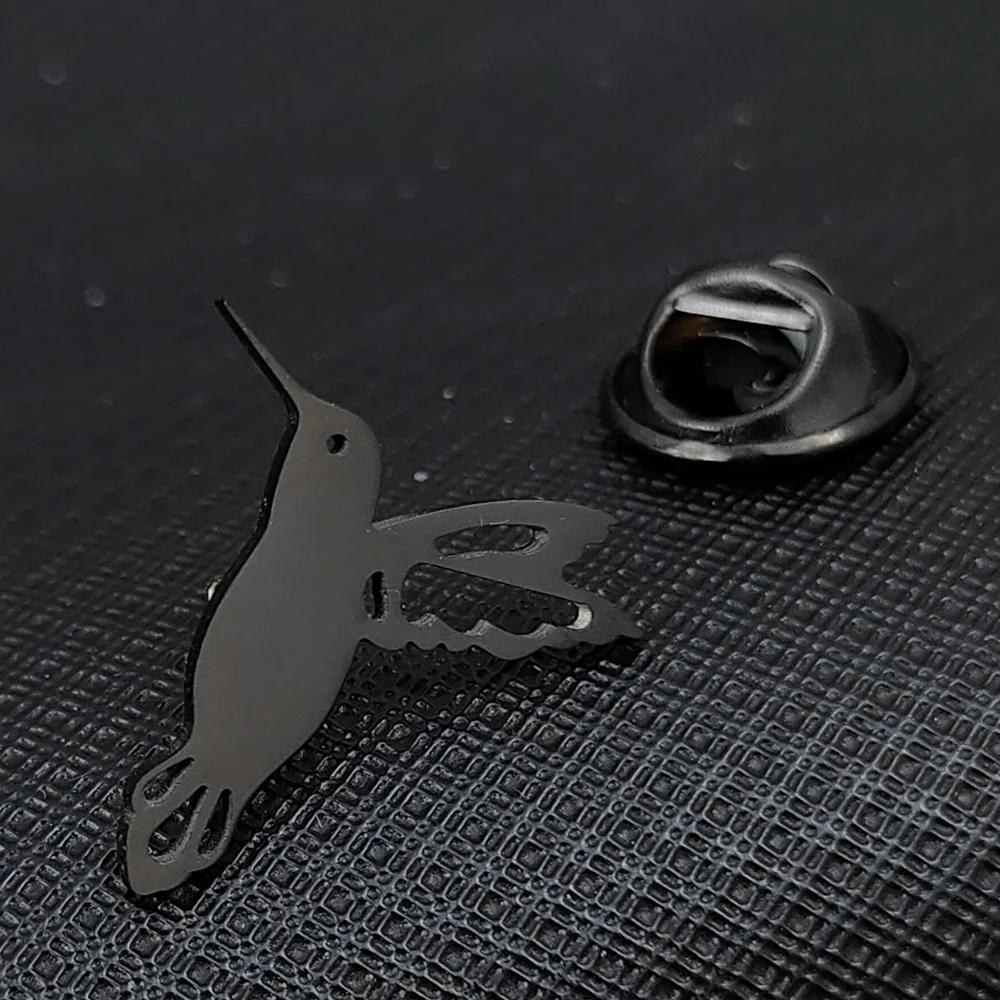 Stainless Steel Hummingbird Brooch Men Cute Animal Design Jewelry Wedding Men's Shirt Suit Badge Lapel Pins Accessory