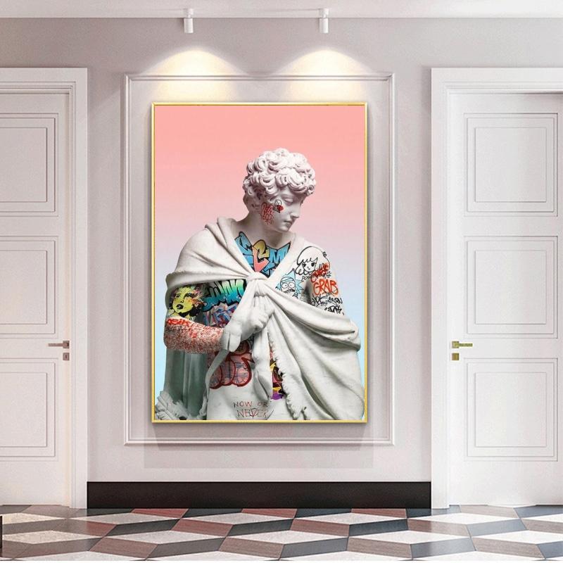 

Граффити, уличное искусство, Vaporwave, скульптура Дэвида, холст, художественные постеры и картины Дэвида на стене, домашний декор 21*30cm