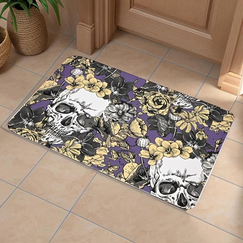 1PC Halloween skull Kitchen Rug Non-Slip Door Mat Pop design Bathroom Rug Bath Mat Carpet for Home Sink Laundry Decor