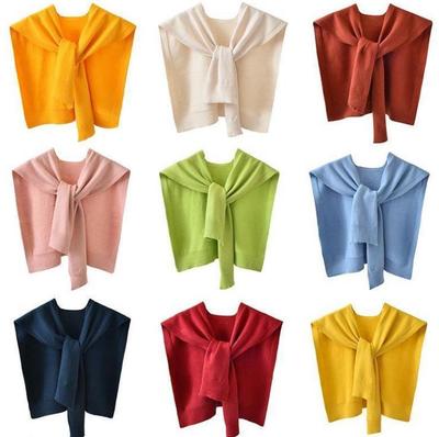 Cardigan da donna in maglia con filato Core-Spun, tinta unita, con colletto annodato in estate, scialle leggero, lunghezza fino alle spalle.