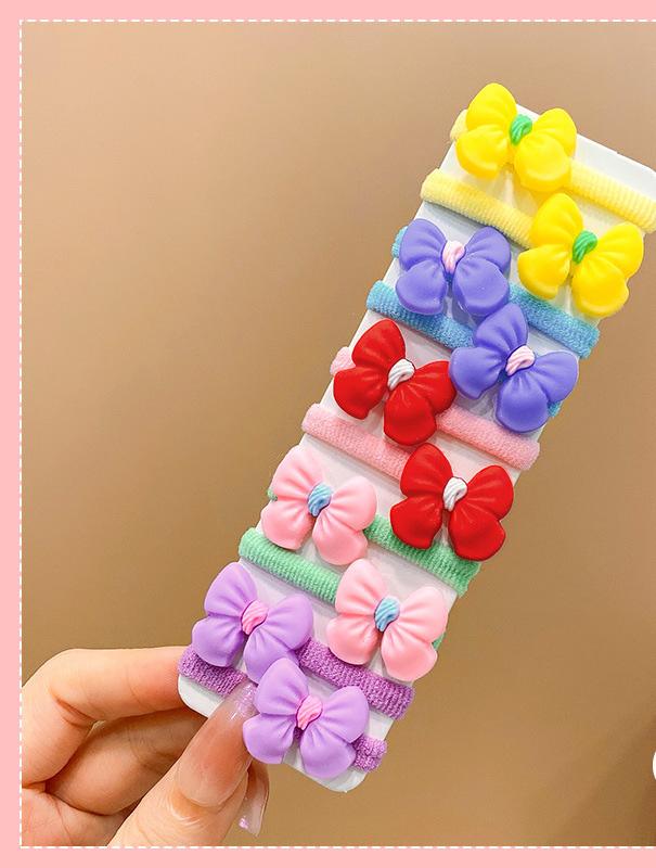 10pcs New Fashion High Elasticity Sweet Cute Baby Hair Rope Girls Hair Accessories Rubber Band for Children Cartoon Hair Band