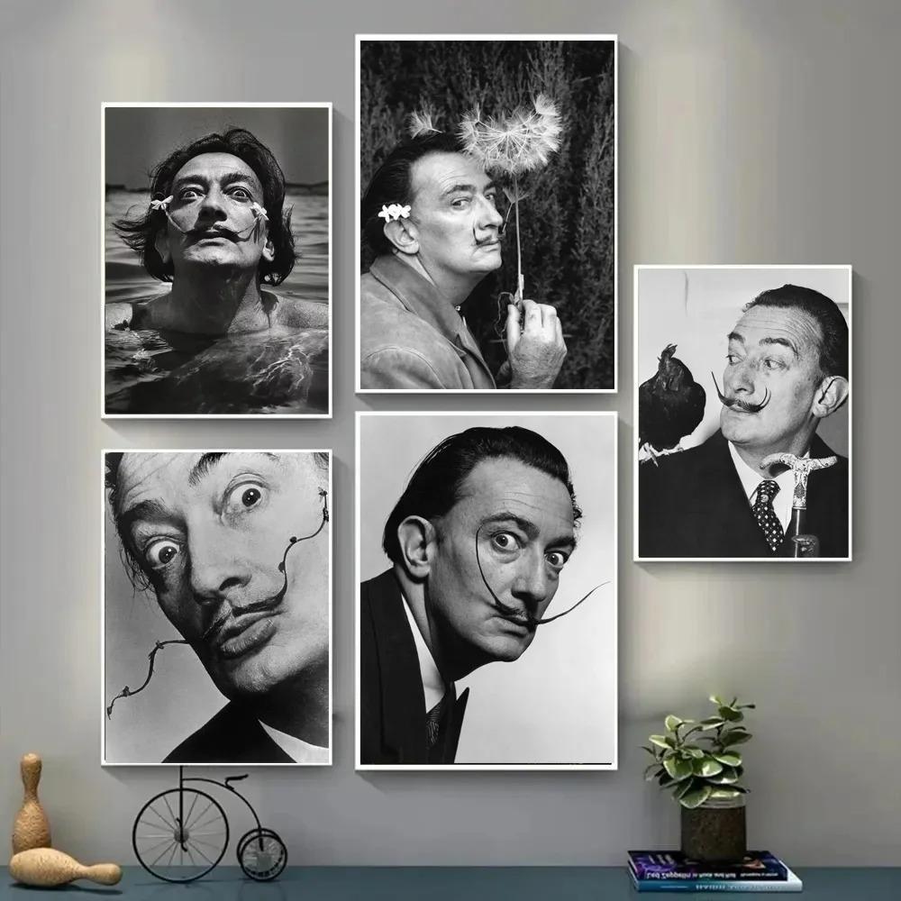 

Hot Salvador Dali Black White Portrait Poster Prints Pop Artist Gifts Canvas Painting Wall Art Picture Living Room Home Decor 20x30cm no frame
