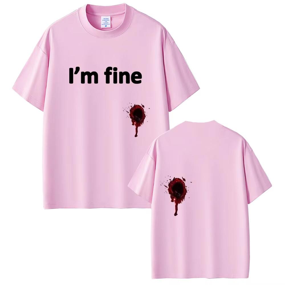 Im Fine Funny Printed T Shirts Men Fashion Casual Crewneck Tshirt Male Minimalist Cartoon Graphic Shortsleeved top Unisex