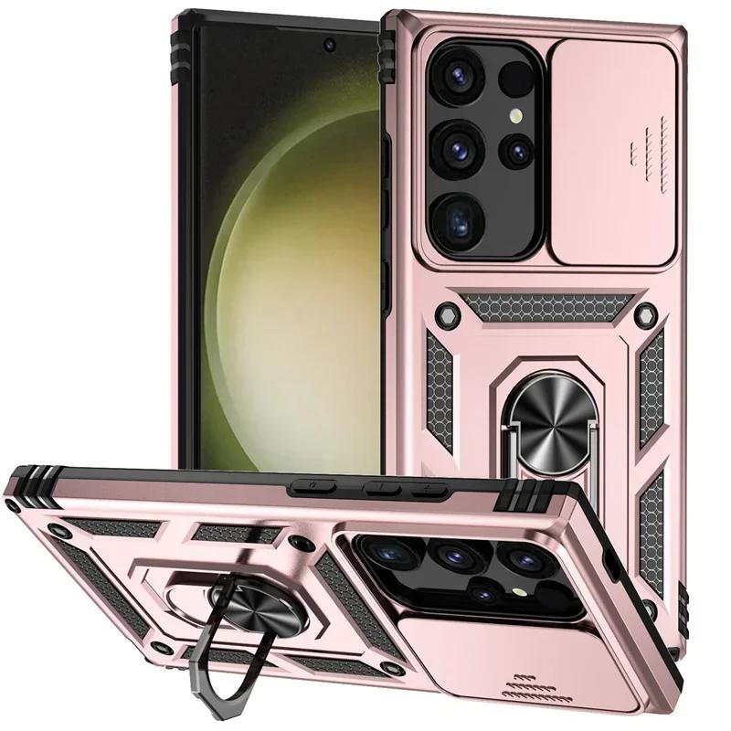 Armor Shockproof Phone Case For Samsung Galaxy S24 S23 S22 S21 S20 S10 Ultra S23FE S21FE Note 20 Lens Protect Ring Holder Cover