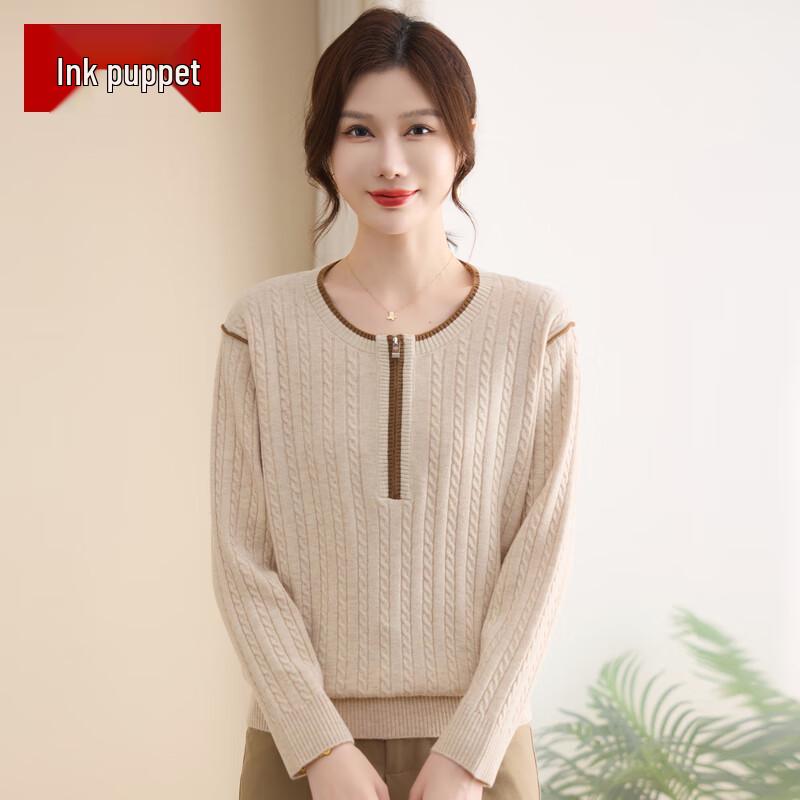 

Mo ou Women s 2025 Fall/Winter Round Neck Pullover Knit Sweater XL