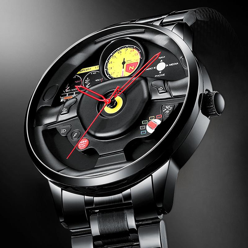 SVJ Brand Watch Cross-country Stereo Steering Wheel Waterproof Hollow Watch Forging Modified High-grade Non-mechanical Men's Watch