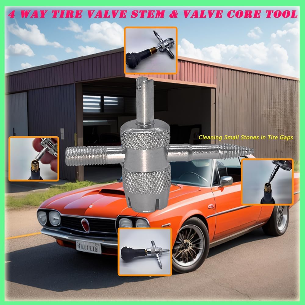 Tire Valve Stem Removal Tallation Tool Kit,Tire Valve Core Removal Replacement Tool Kit,TR413 Valves With Valve Core And Valve Core Disassemble