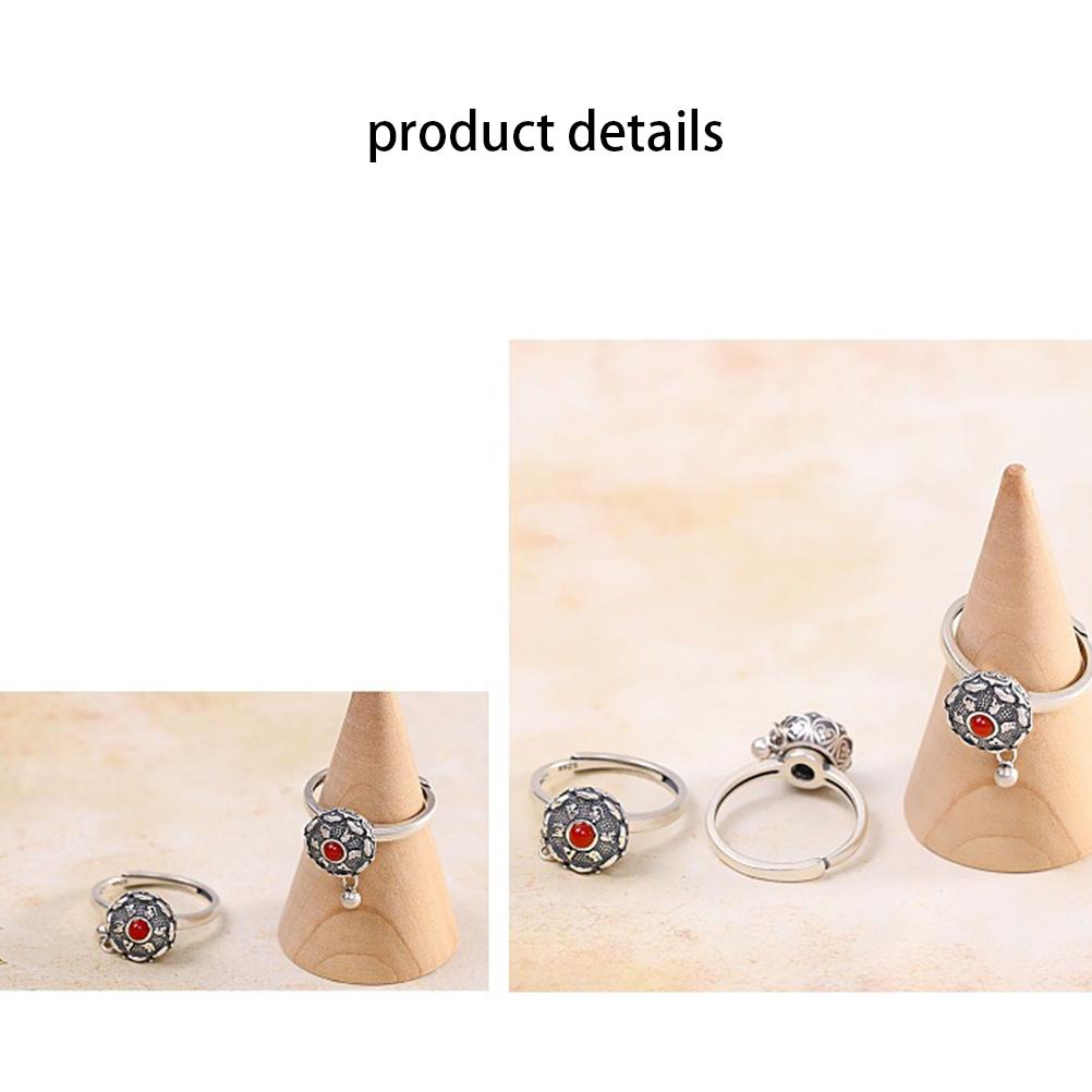 2 Pcs Tibetan Buddhist Rotating Rings with OM Prayer Wheel Brass Lotus Mantra Ring Lucky Finger Rings