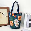 Yogodlns New Fashion Floral Pattern Bucket Bag Canvas Casual Shoulder Bag Large Capacity Creative Handbag for Women