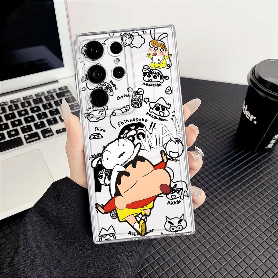Case for Samsung Galaxy S26 Note 20 Ultra 10 S25 Edge S20 Plus S24 S21 S22 FE S23 Ultra Phone Cover Shark Crayon Shin Chan