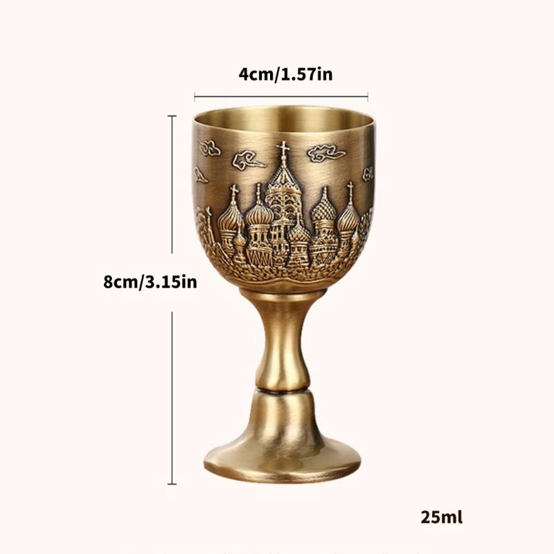 Antique 25ml Small Shot Glass With Carve Castles Pattern Designs Goblet Chalice Cup For Family Parties And Gift Givings