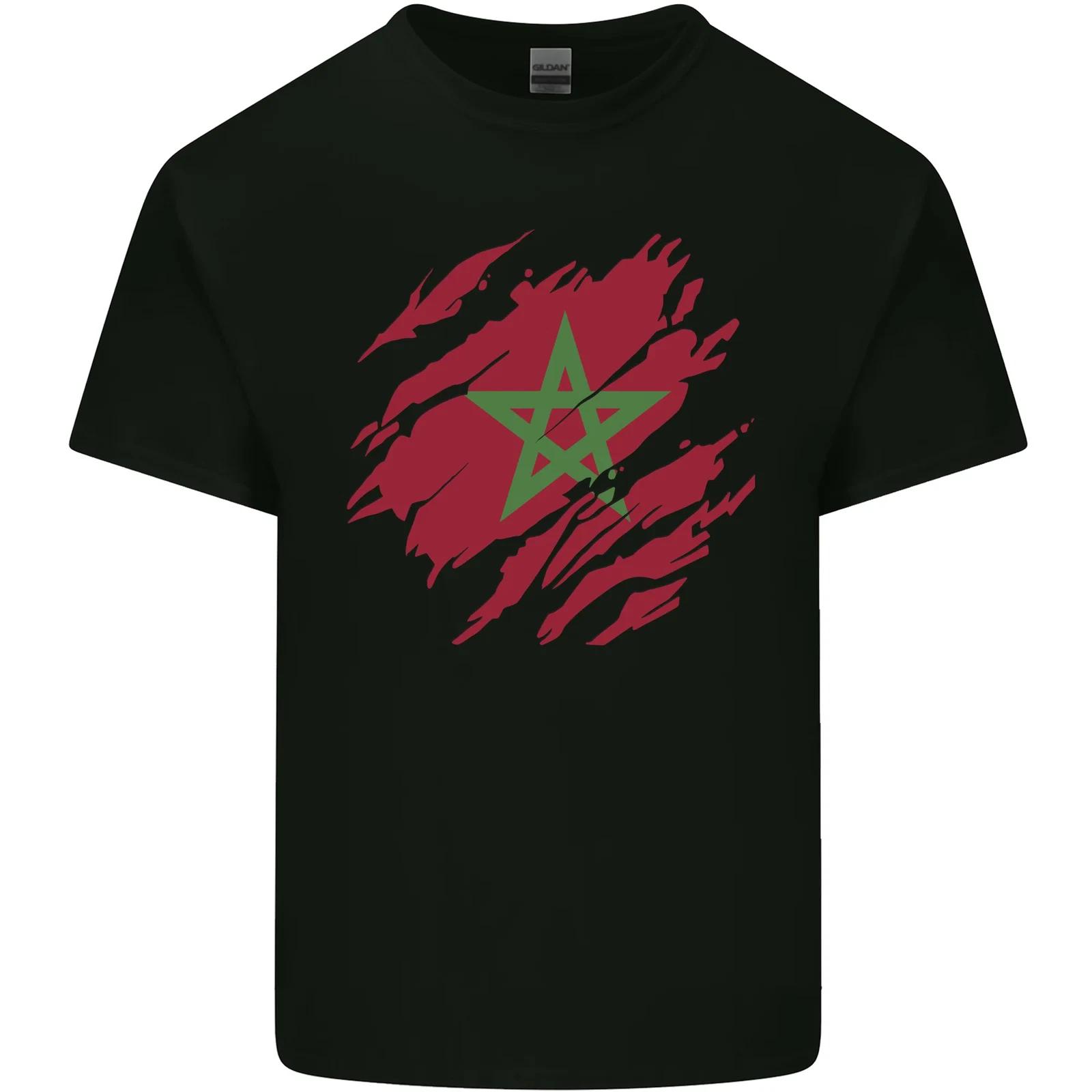 Torn Morocco Flag Moroccan Day Football Kids T-Shirt Childrens M