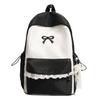 Schoolbag Girls Simple Bow Lace School Bag Color Matching Campus Large Capacity Commuter Backpack Class Backpack