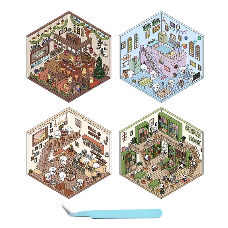 Senyou 3.0 Christmas Cottage 3D Miniature Scene Stickers - Exclusive DIY Landscape Decor