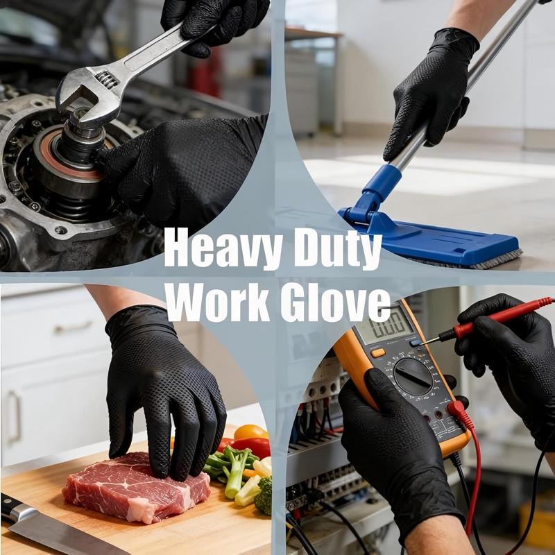 Heavy Duty Orange Nitrile Gloves  8mil Heavy Duty Disposable Gloves with Diamond Textured Latex Free Mechanic Tattoo Auto Gloves