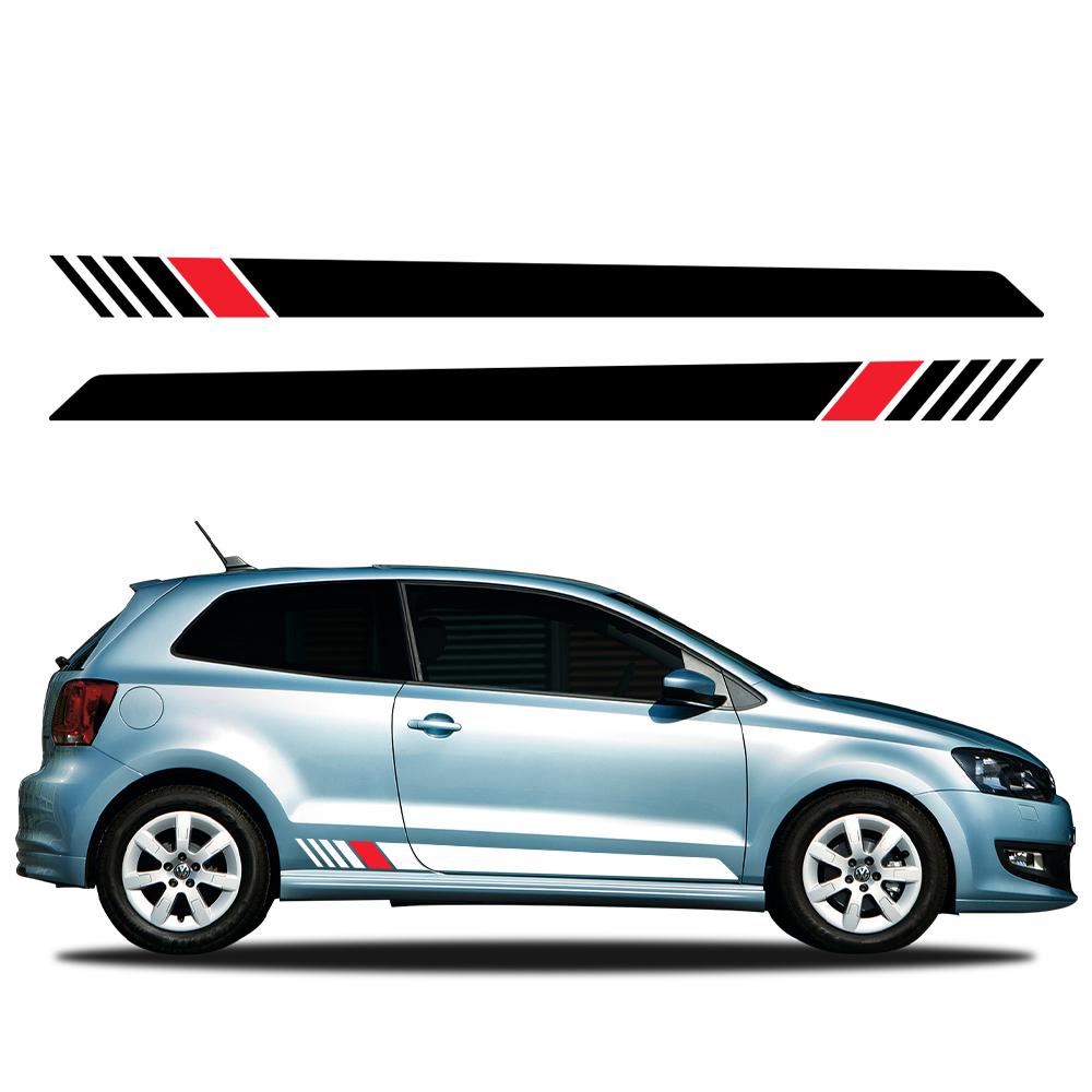 2PCS Racing Style Car Side Stickers Auto Tuning Modification PVC Decals For VW Volkswagen Polo 6R 6C 9N 9N2 9J Car Accessories