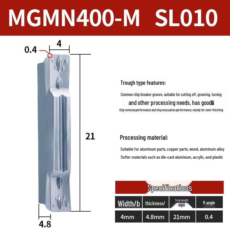 CNC Grooving Blade MGMN300/400-M for Stainless Steel, Ceramic, Aluminum Lathe Parting Tool Inserts