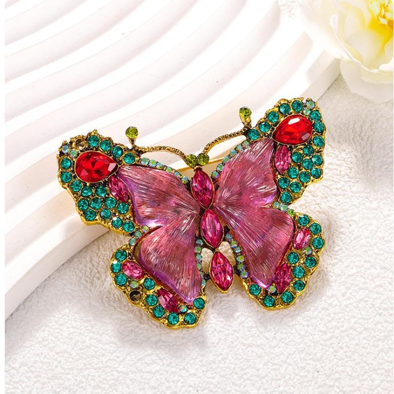 Vintage Luxury Crystal Butterfly Brooches For Women Girls Colorful Rhinestone Brooch Clothing Pins Fashion Party Jewelry Gifts