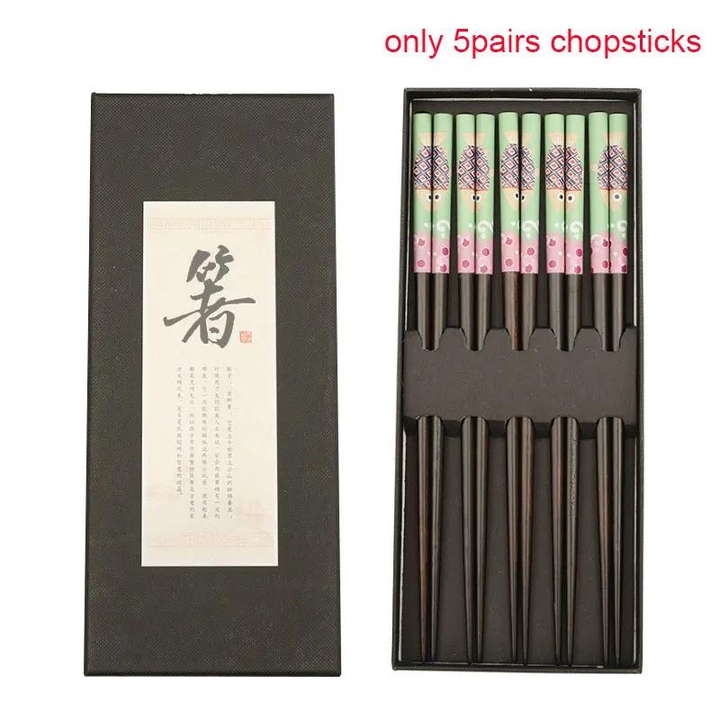 Chinese Style Wooden Chopsticks Gift Box Japanese 4 Pairs Of Chopsticks + 4 Pcs Chopstick Rest Creative Housewarming Gift Pack
