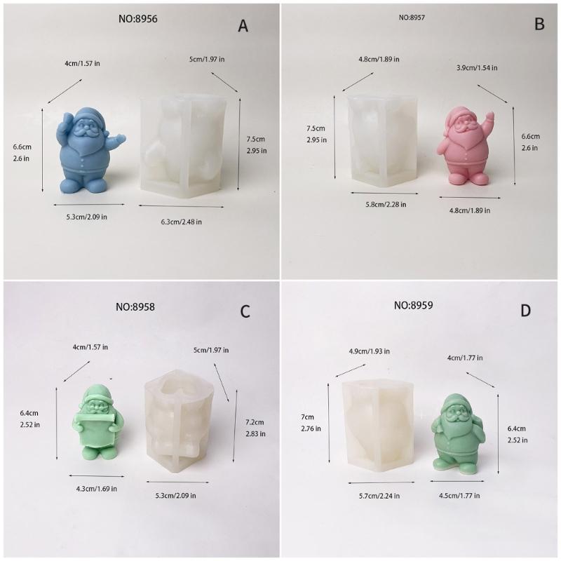 Łatwe wyjmowanie Forma na świecę Święty Mikołaj Wytrzymały silikon Rękodzieło świąteczne do projektów