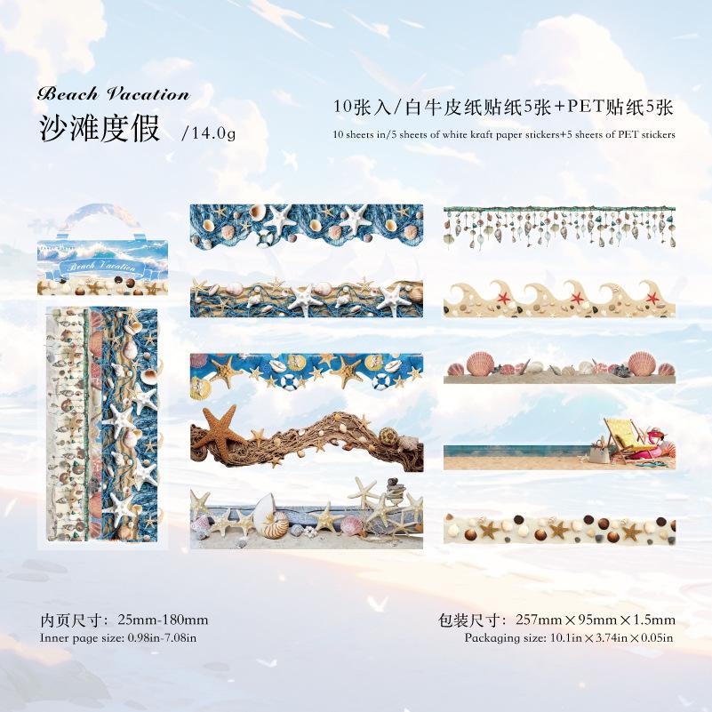 

10-Sheet Long - Strip Nature Scenery Stickers, for Hand - account and Scrapbook Decoration