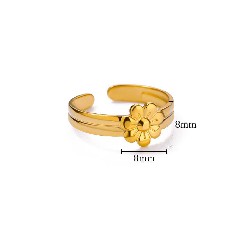 Irregular Geometric Glossy Stainless Steel Open Rings For Women Minimalist Gold Adjustable Wedding Ring Female Jewelry