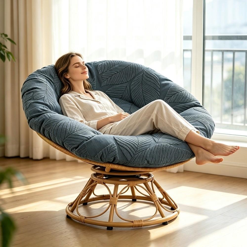 Stretch Jacquard Round Saucer Chair Slipcover Rattan Chair Cover Indoor Decoration