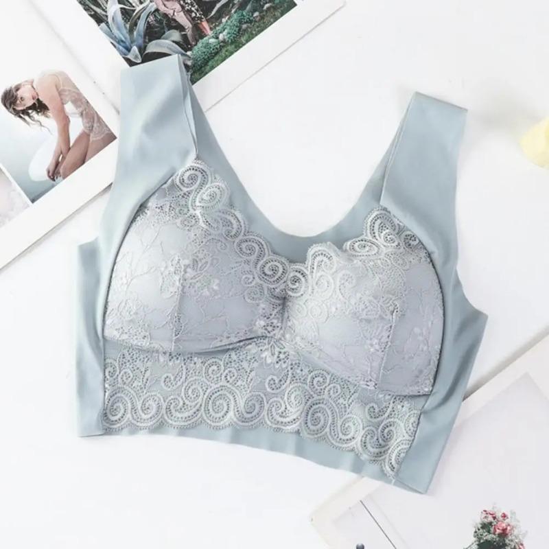 Reggiseno da Donna con Spalline Larghe in Pizzo Senza Cuciture Morbido Traspirante Stile Canotta Reggiseno Imbottito Push Up Reggiseni Elasticizzati Biancheria Intima da Donna