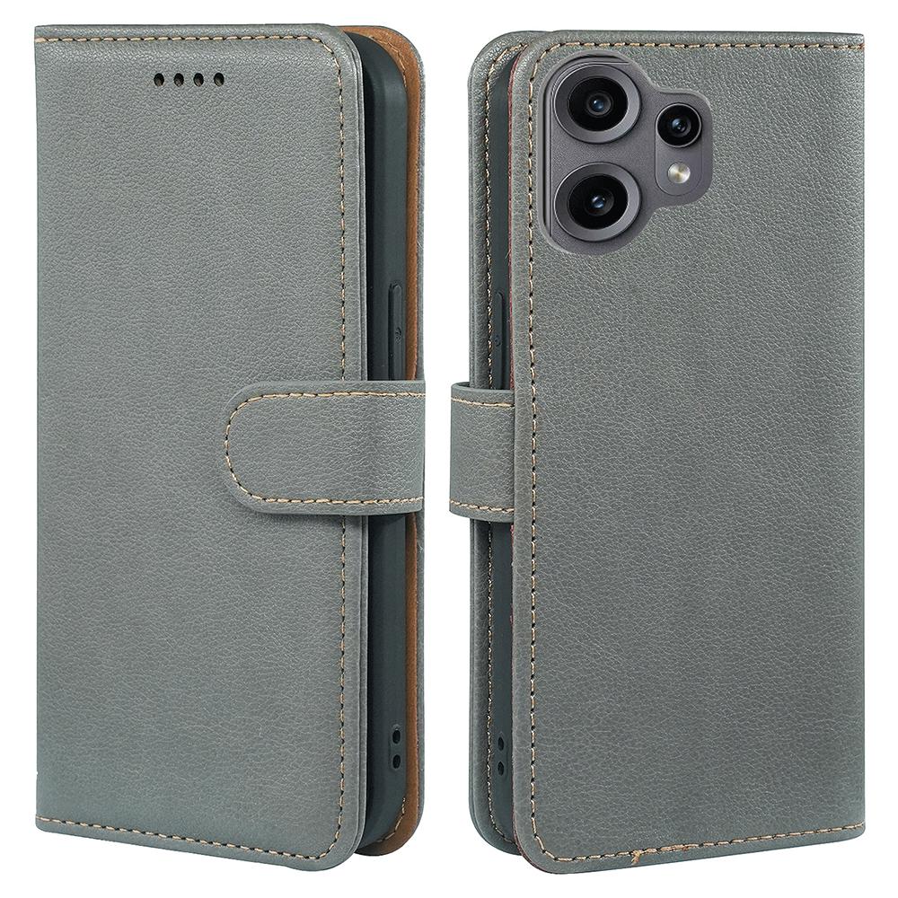 

For Nothing CMF Phone 2 Pro Case RFID Blocking Wallet Litchi Texture Leather Phone Cover Magnetic Clasp Grey