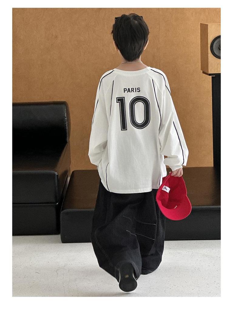 2025 Autumn Boys' American Trend Raw Denim Slimming Jeans - Loose, Straight Leg Pants