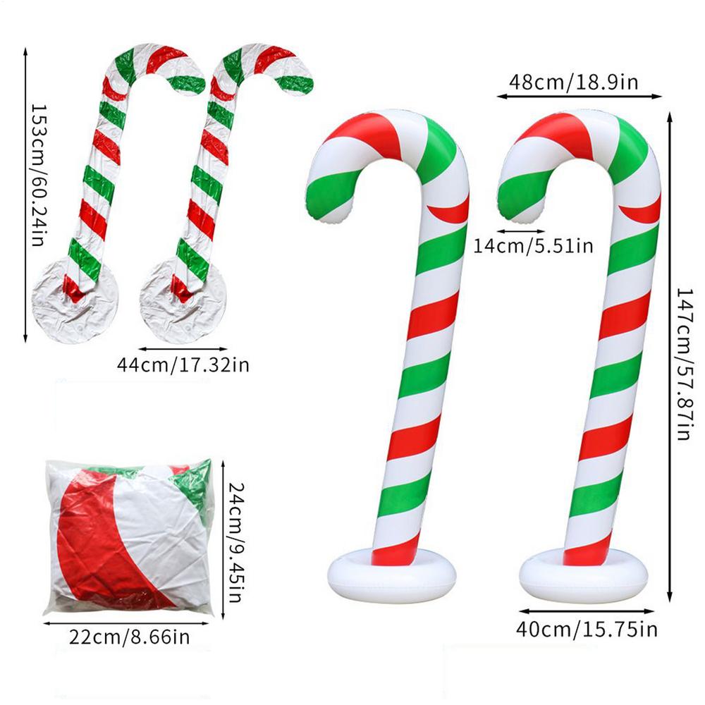 Inflatable Outdoor Ornaments 57Inch Blow Up Balls Oversized Candy Canes Balloons Inflatable For Home Lawn Holiday Indoor Party