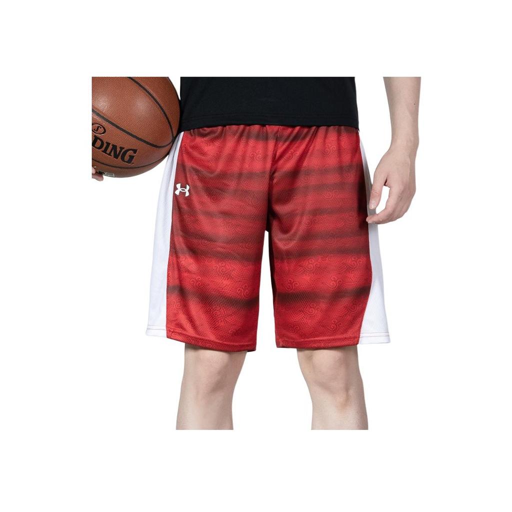 Under Armour Colorblock Logo Print Basketball Knit Shorts Men Bottoms Red 22500203-600