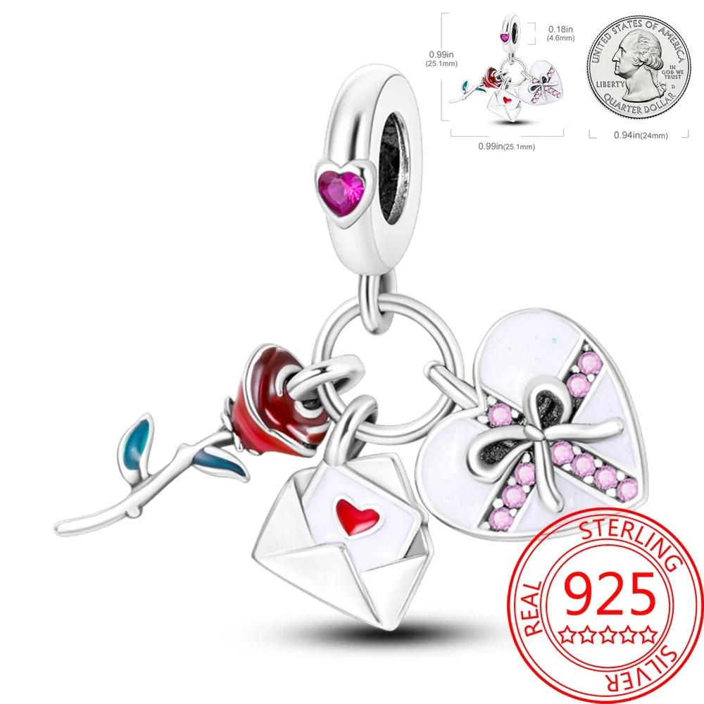 

925 Silver Romantic Love Story Charm Pendant for DIY Bracelet Couple Engagement Jewelry Gifts for Her